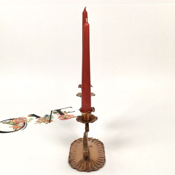 Gregorian Mid Century Copper Double Cup Candle Holder Arts & Craft Style Signed - Picture 2 of 8